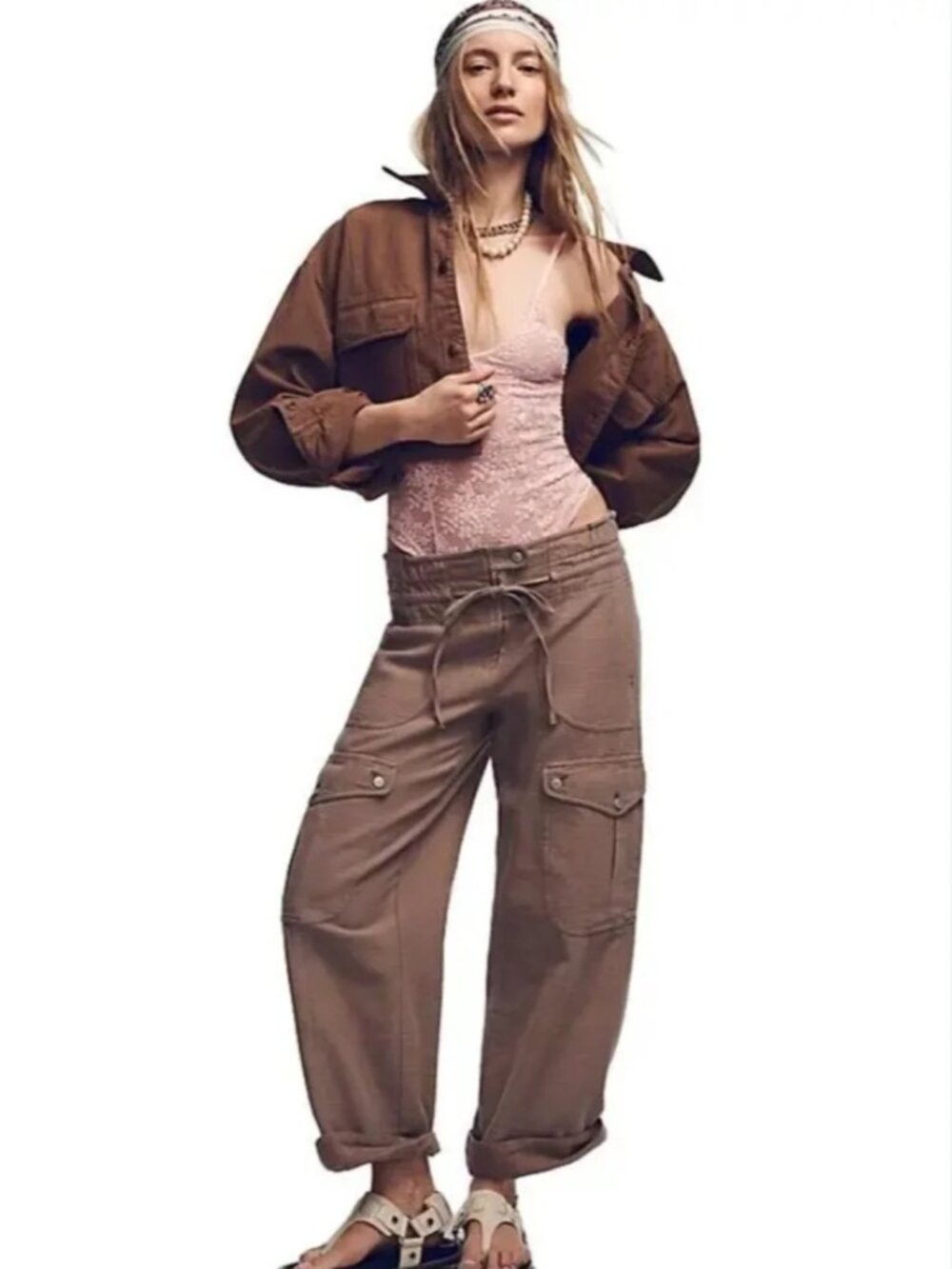 Free People We The Free Park Ave Cargo Pants in Dusted Cocoa